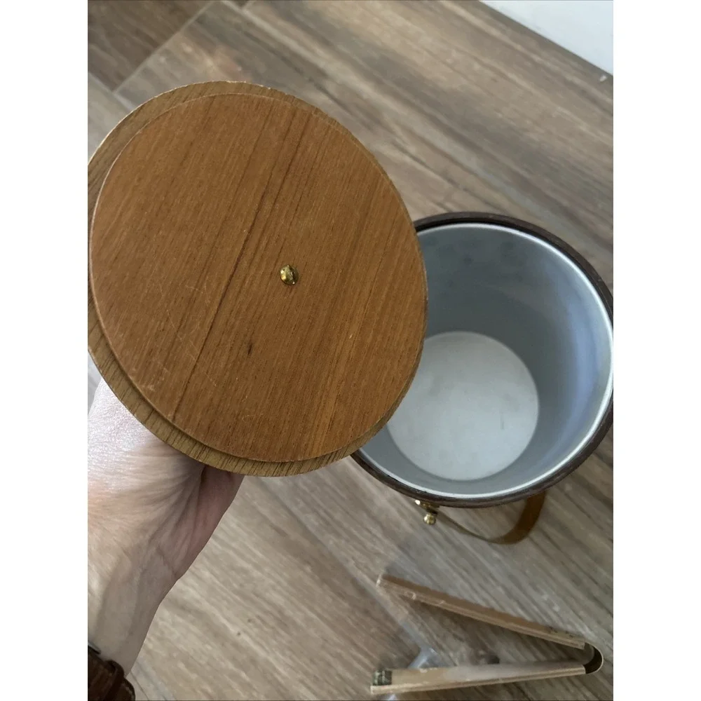 Vintage‎ Real Teak Wood Ice Bucket 60s KMC Danish Mid Century Modern 6